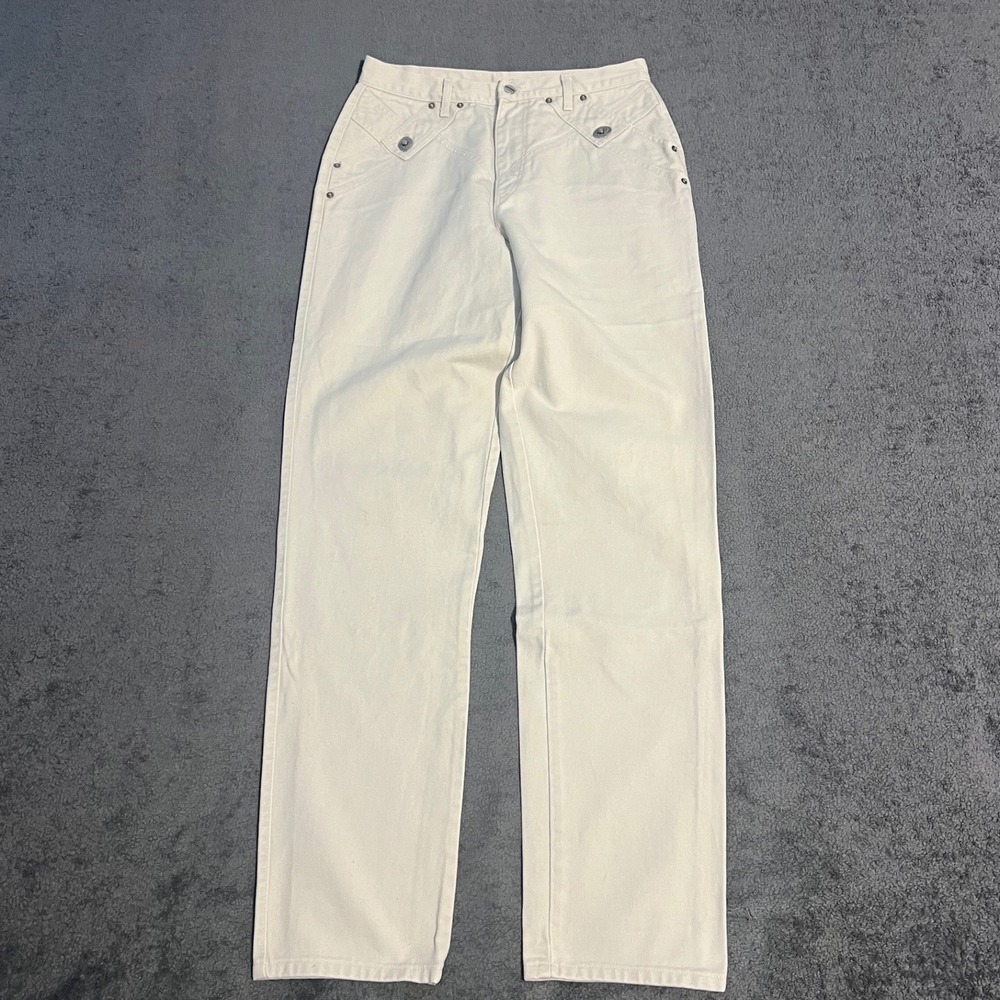 Vintage Roughrider by Circle T Western Jeans White High Waisted Concho 32x35